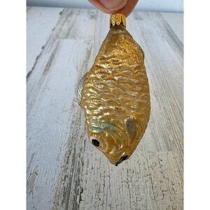 Antique Columbia mercury glass fish ornament Fisher glass‎ Xmas tree gold